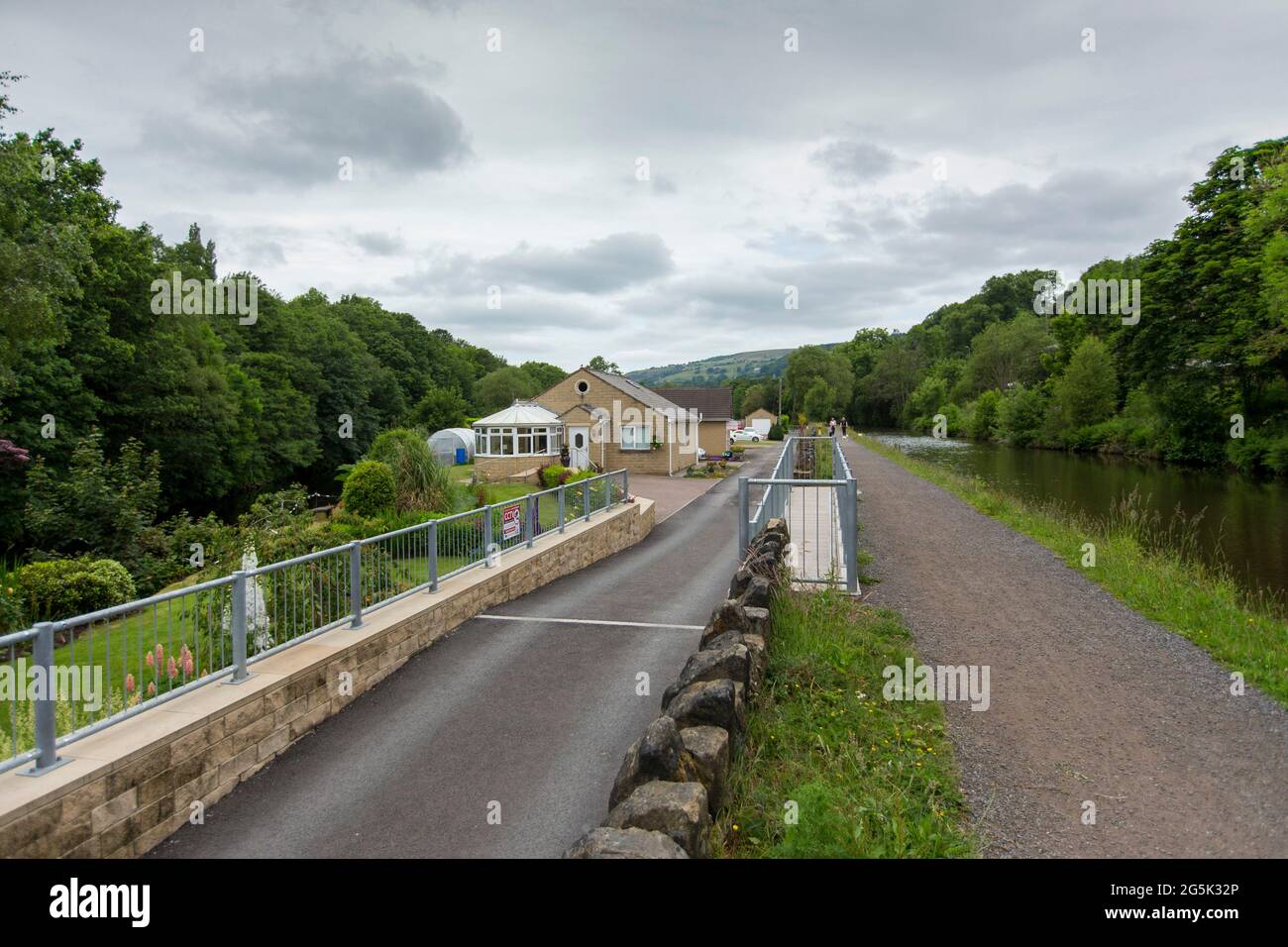 New houses in the flood risk zone of the Calder valley, West Yorkshire