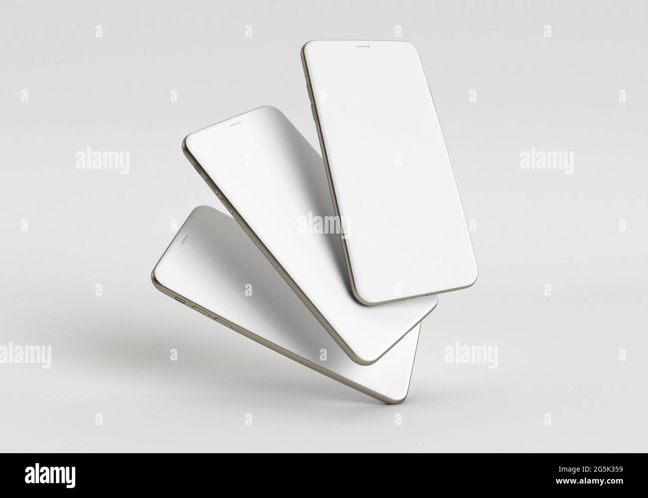 3d render illustration generic phone mock up in a white design high key ...