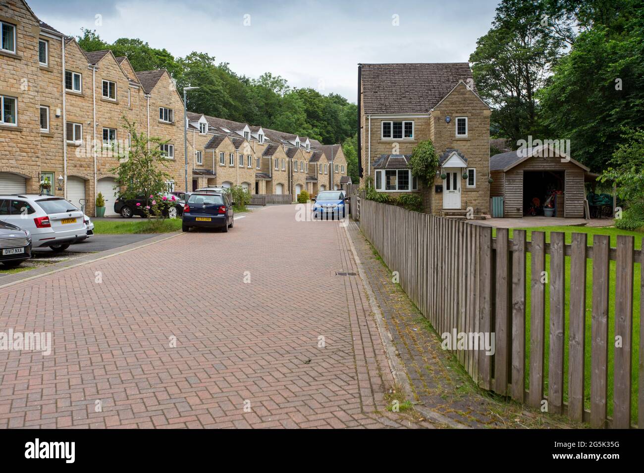 New houses in the flood risk zone of the Calder valley, West Yorkshire