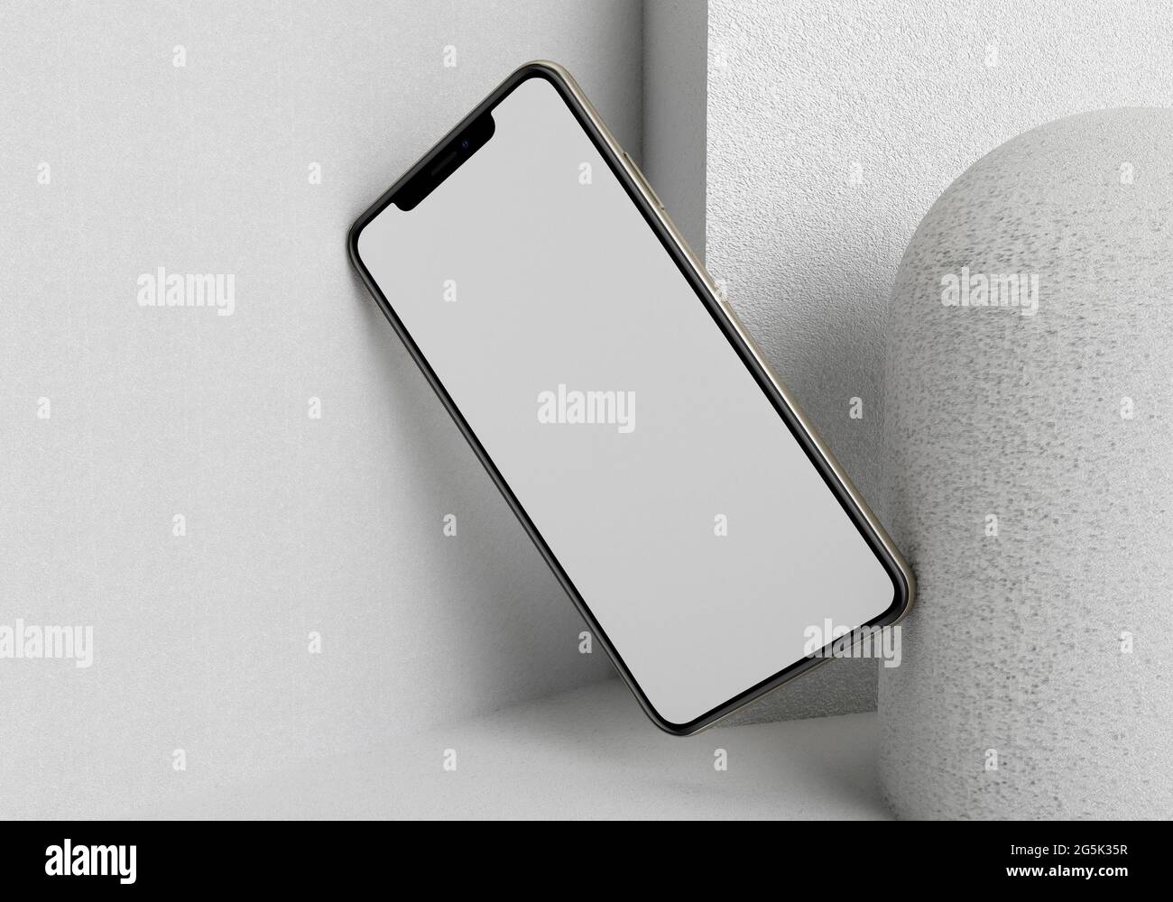 3d render illustration generic phone mock up in a white design high key ...