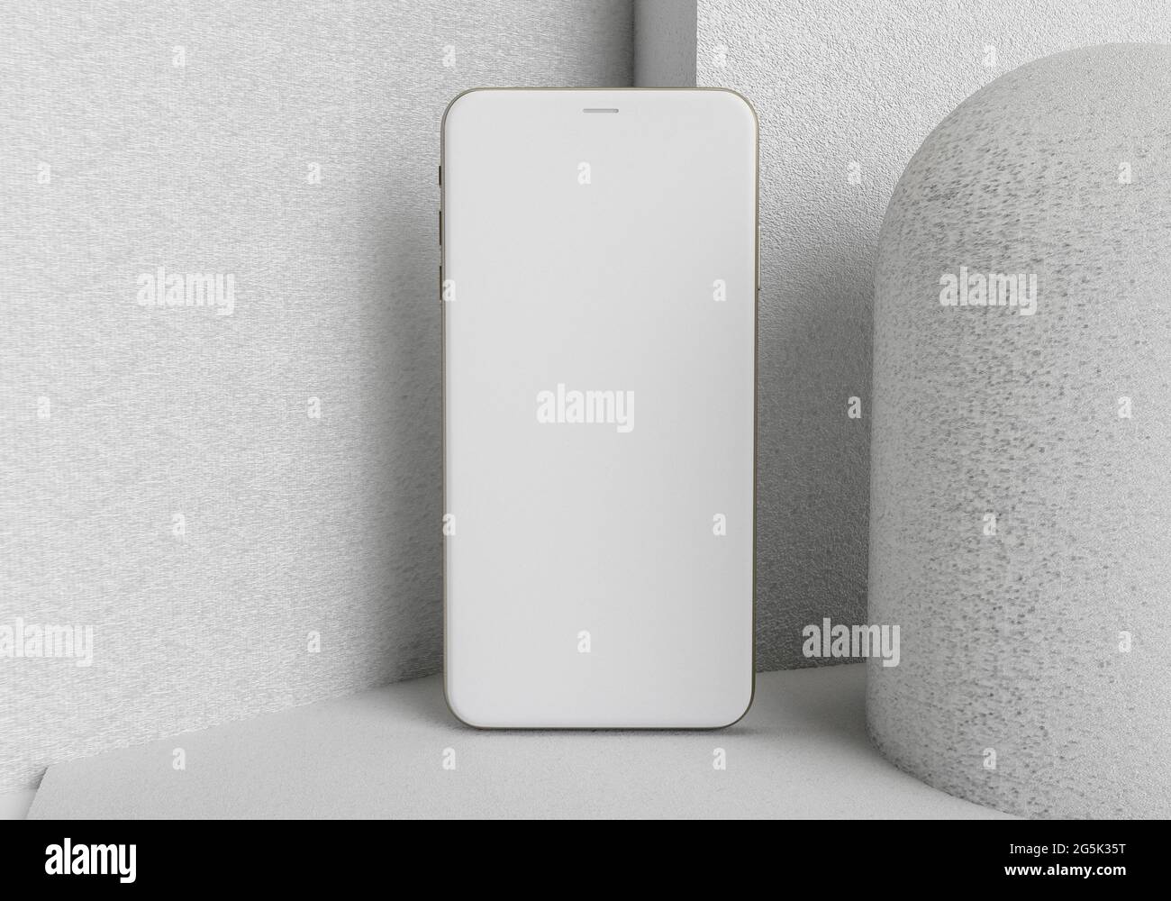 3d render illustration generic phone mock up in a white design high key ...