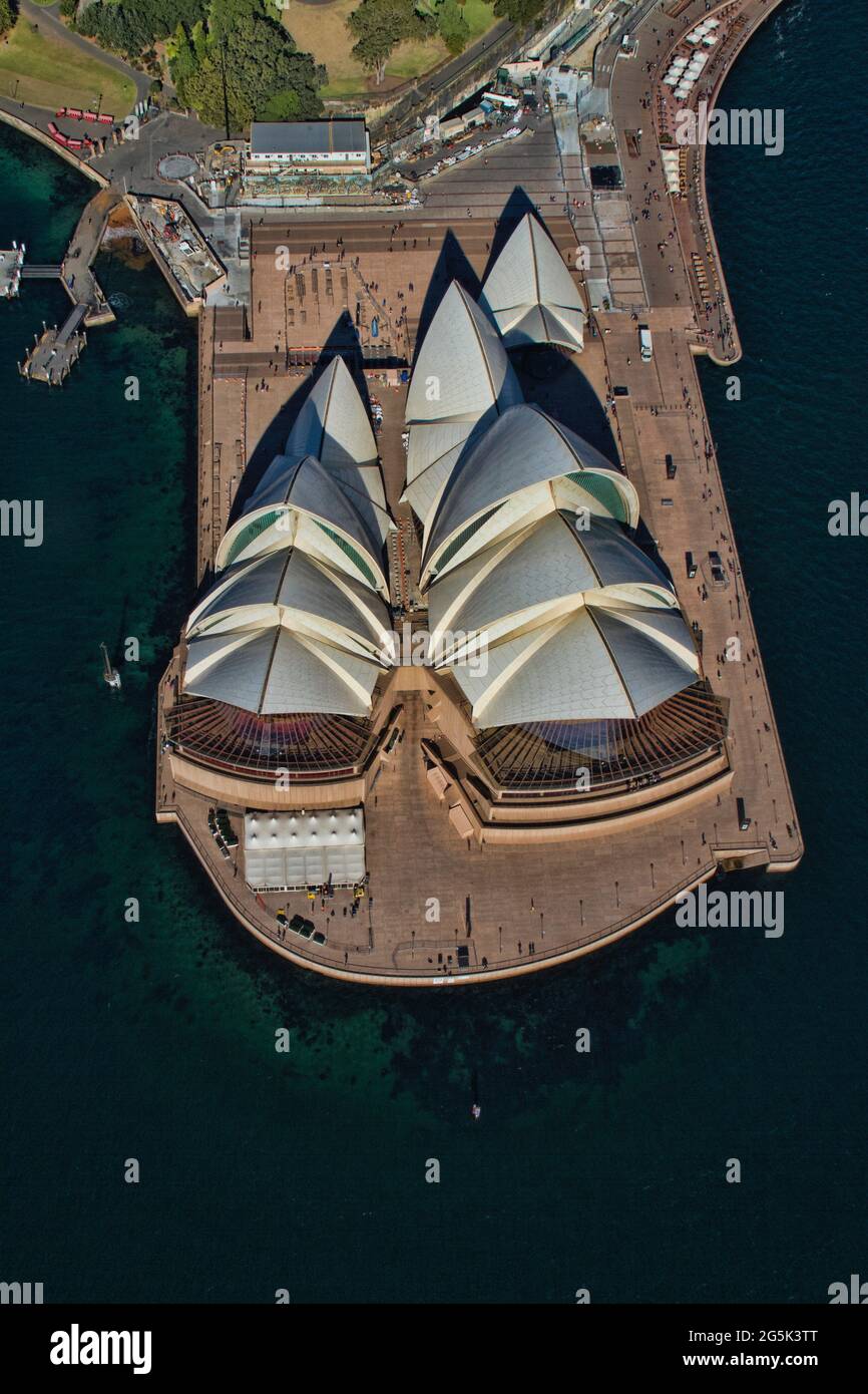 Sydney Opera House from a helicopter Stock Photo