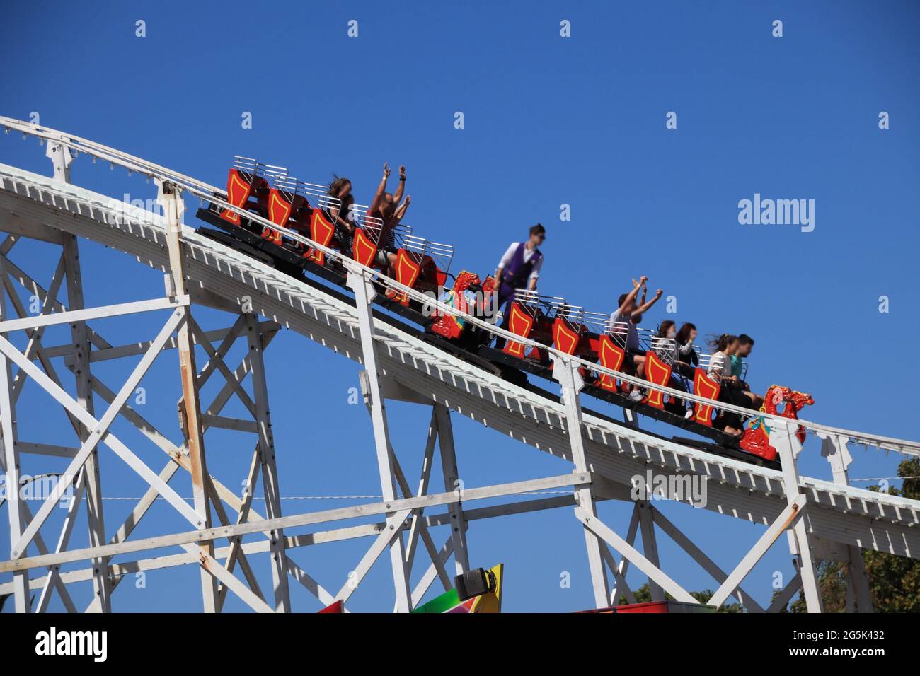 Luna Park Roller coaster train ride Saint Kilda Melbourne VIC Australia