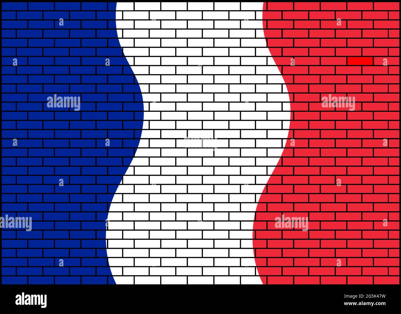 French, French flag on brick wall background. Vector Illustration Stock ...