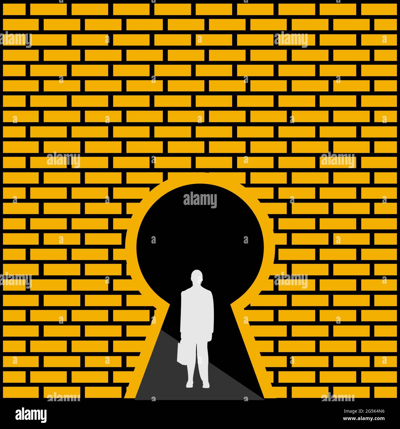 Businessmen and key hole. Concept for get out of trouble. Vector ...