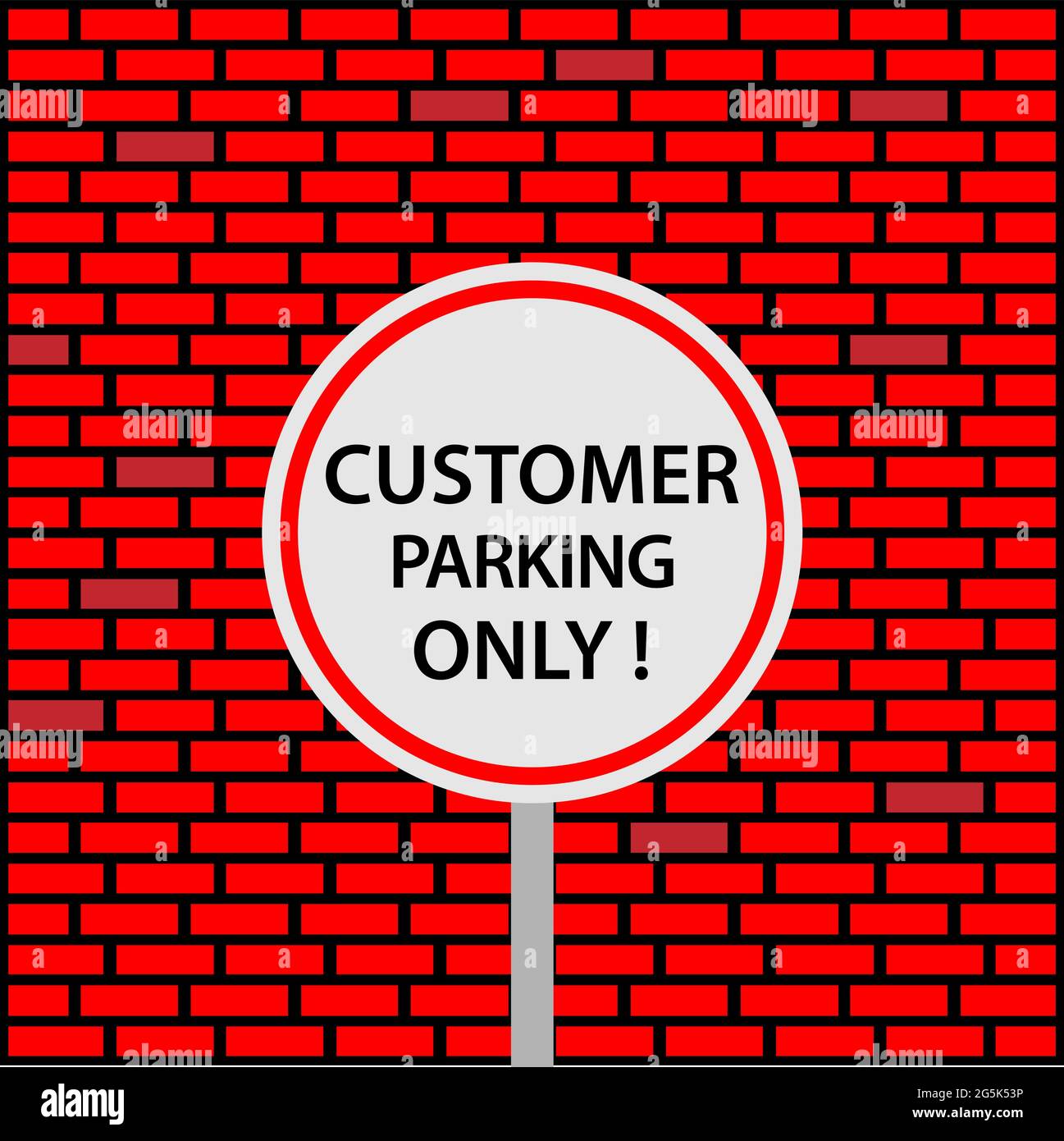 Customer parking only Sign. Vector Illustration on Brick wall