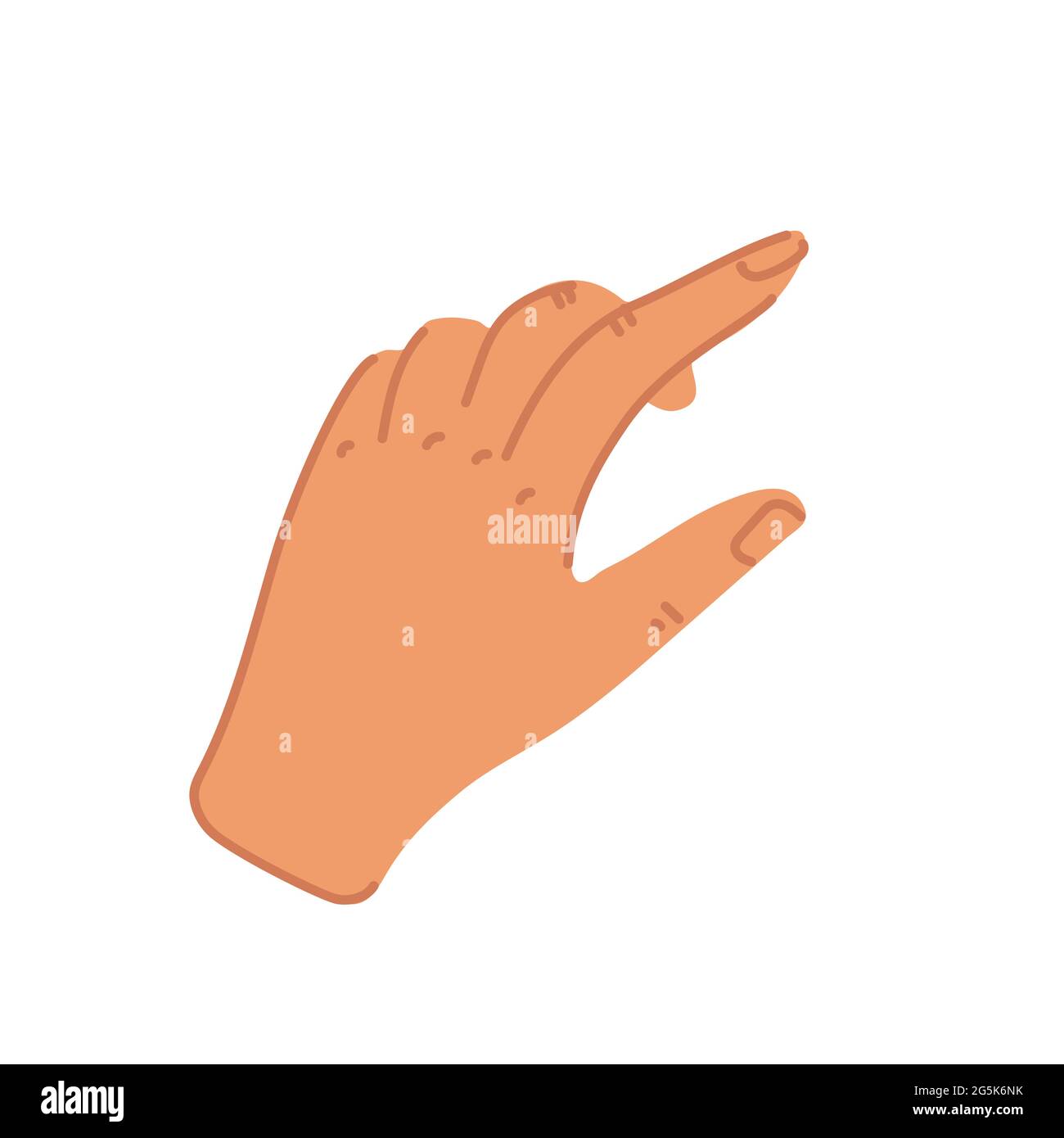 Hand with swiping index finger in flat style. Swipe up or press button icon. Flat cartoon style vector illustration. Stock Vector