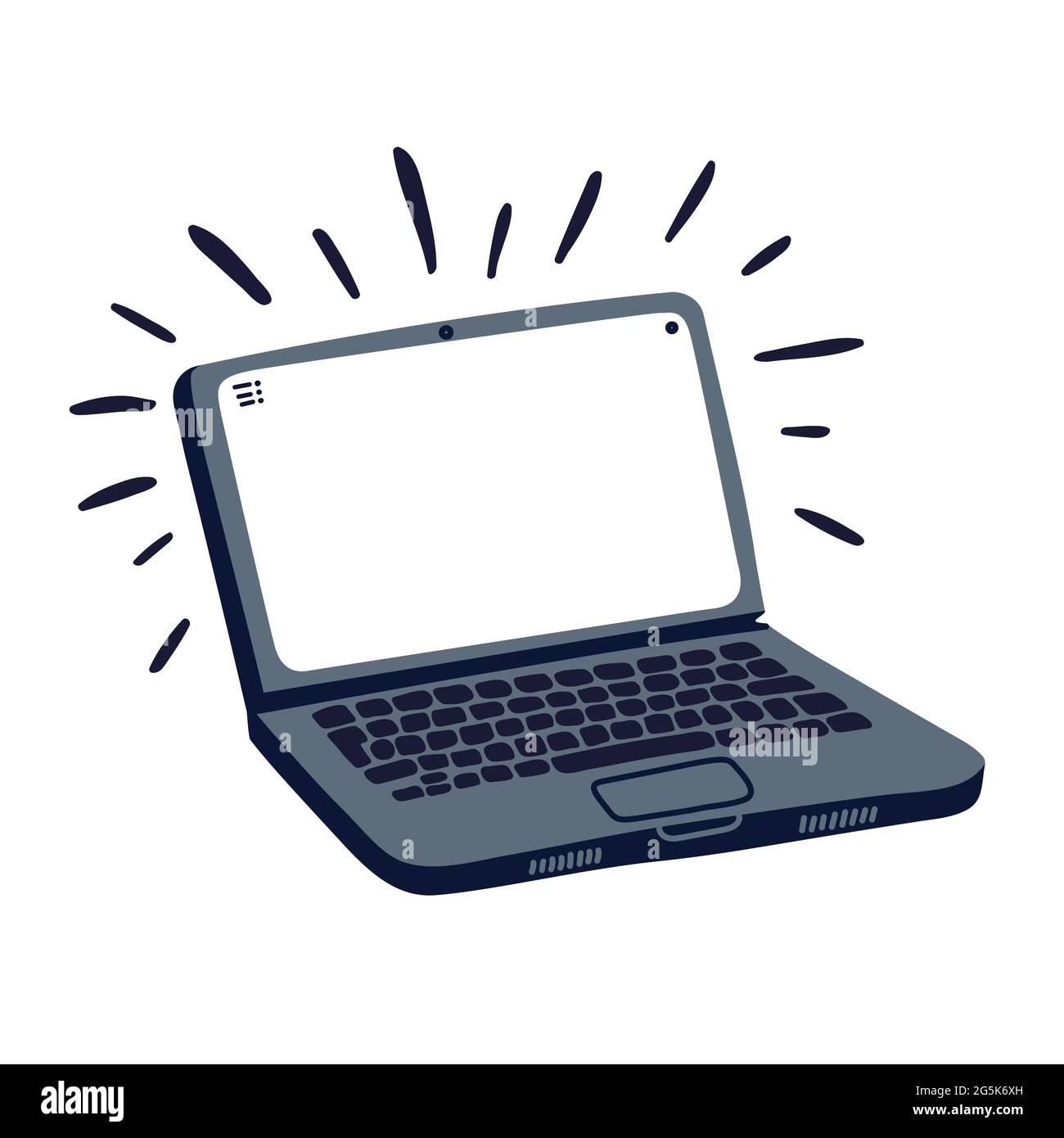 Laptop in cartoon flat style. Notebook with empty white screen on white  background Vector illustration Stock Vector Image & Art - Alamy