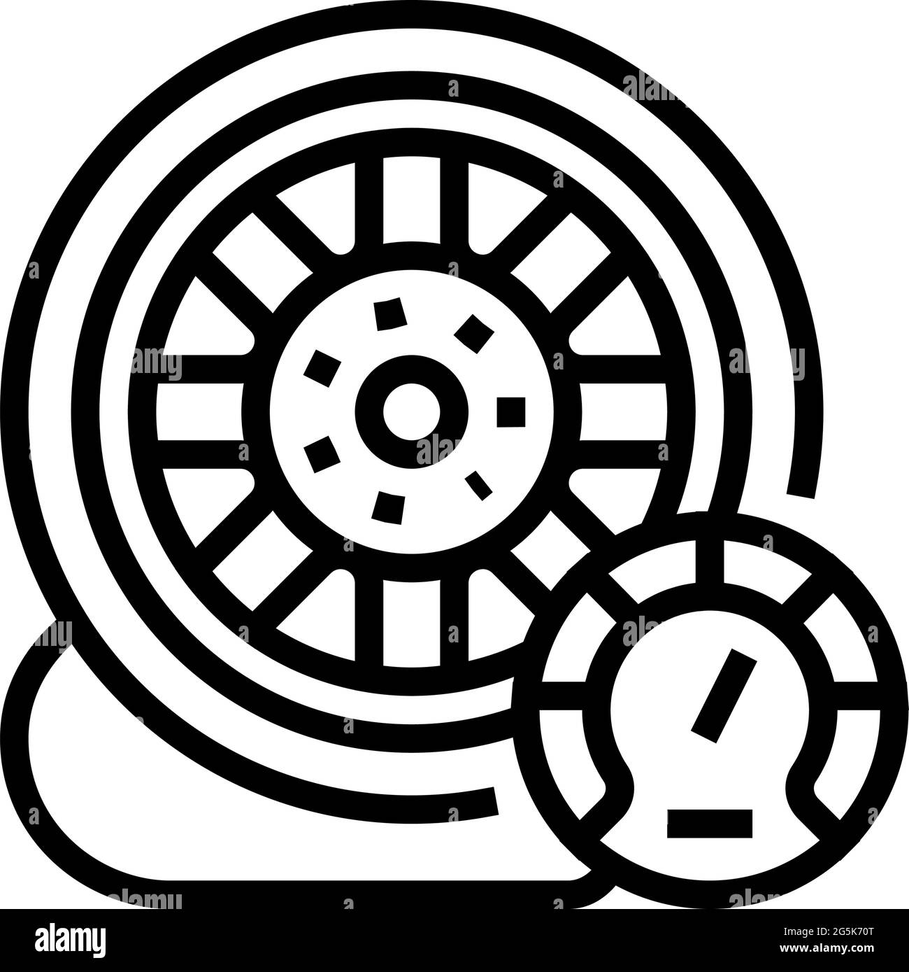 car wheel air inflating line icon vector illustration Stock Vector ...