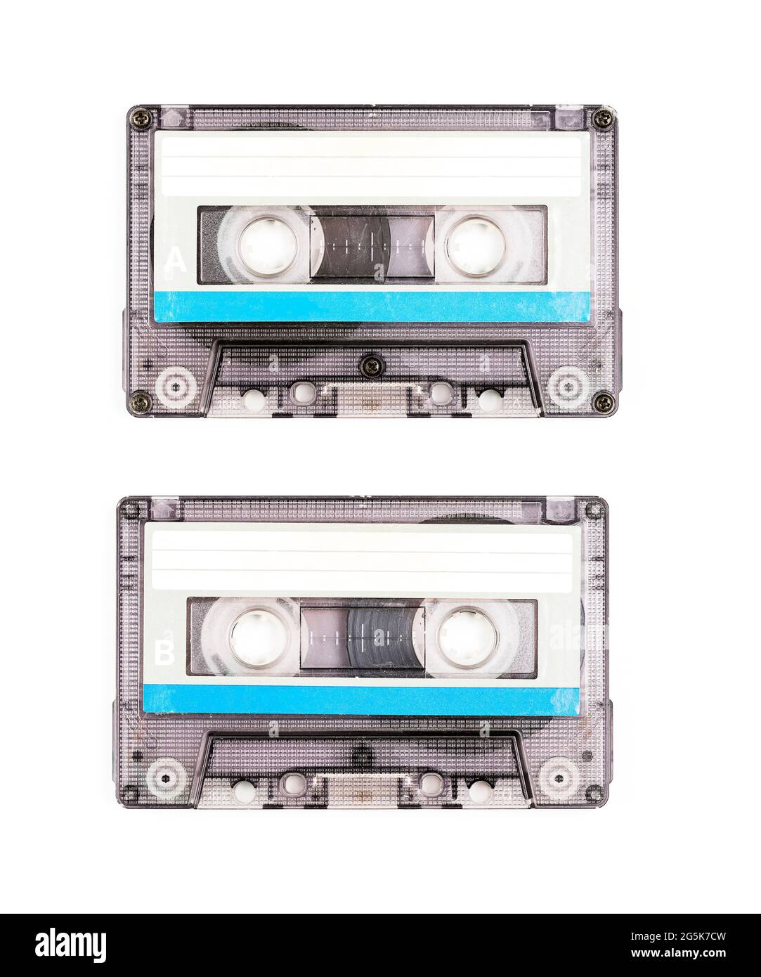 Old Vintage Audio cassette tape both sides A and B isolated on a