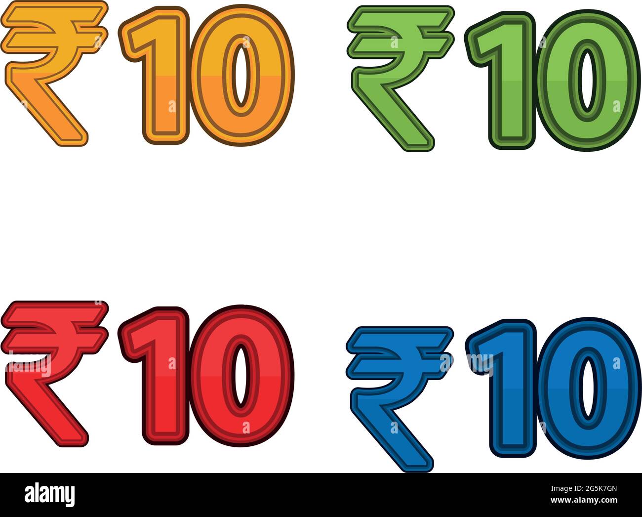 Illustration Vector of price 10 rupee, India currency Stock Vector