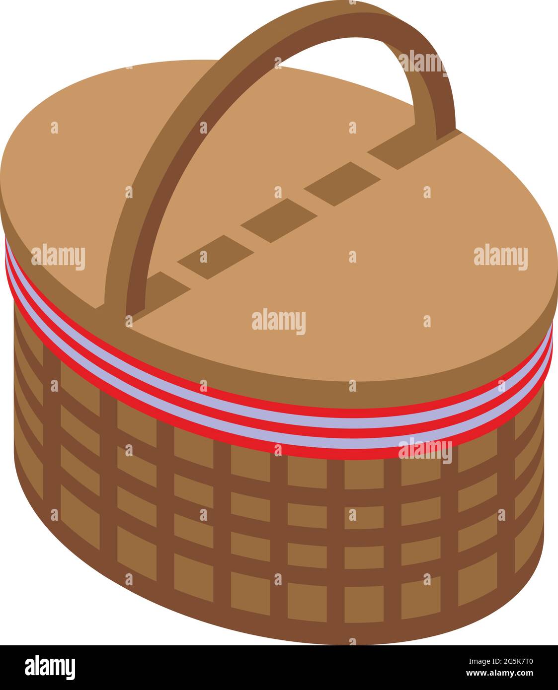 Farmer picnic basket icon isometric vector. Wicker food box. Lunch