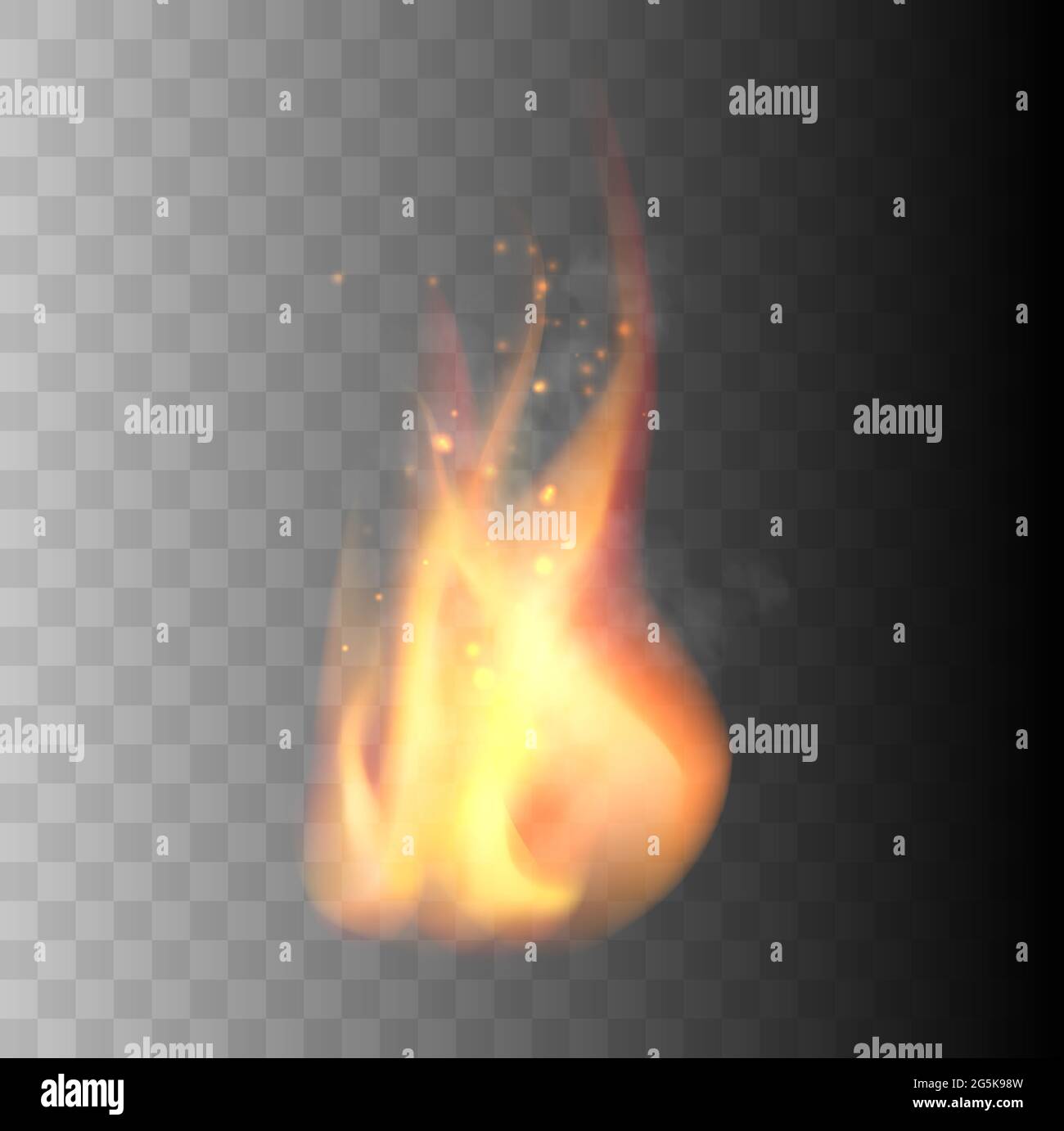 Realistic Fire Flames isolated on transparent background. Vector ...