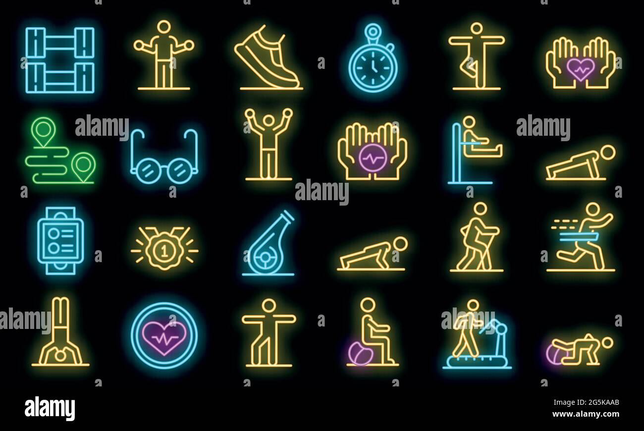 Workout seniors icons set. Outline set of workout seniors vector icons ...