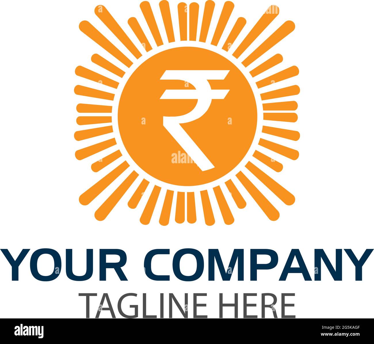 Rupee sun logo, flat design. Vector Illustration on white background Stock Vector