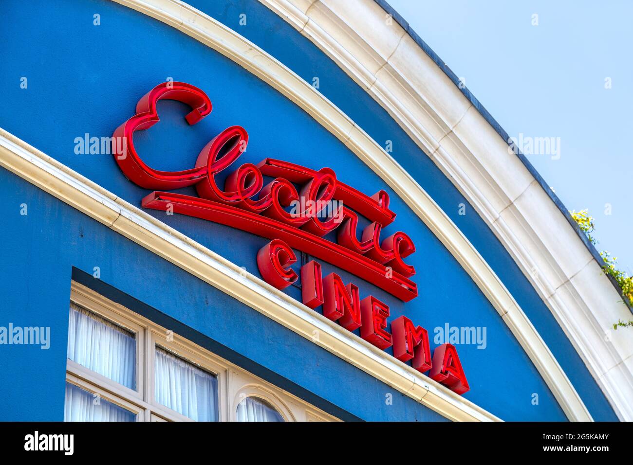 Sign on the facade of Electric Cinema on Portobello Road, Notting Hill, London, UK Stock Photo