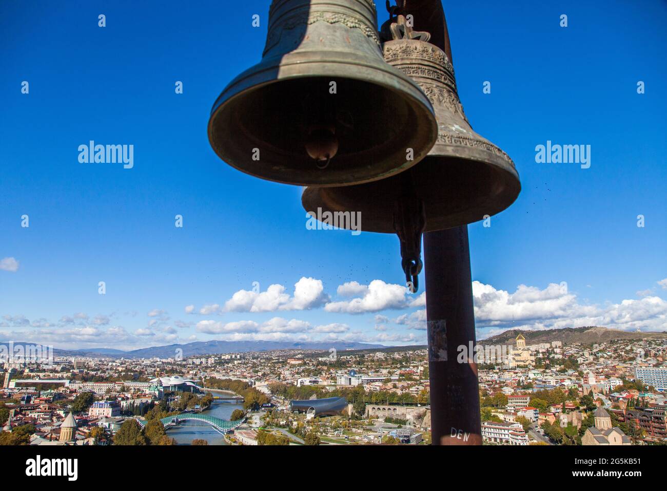 Tbilisi cityscape with church bells Stock Photo