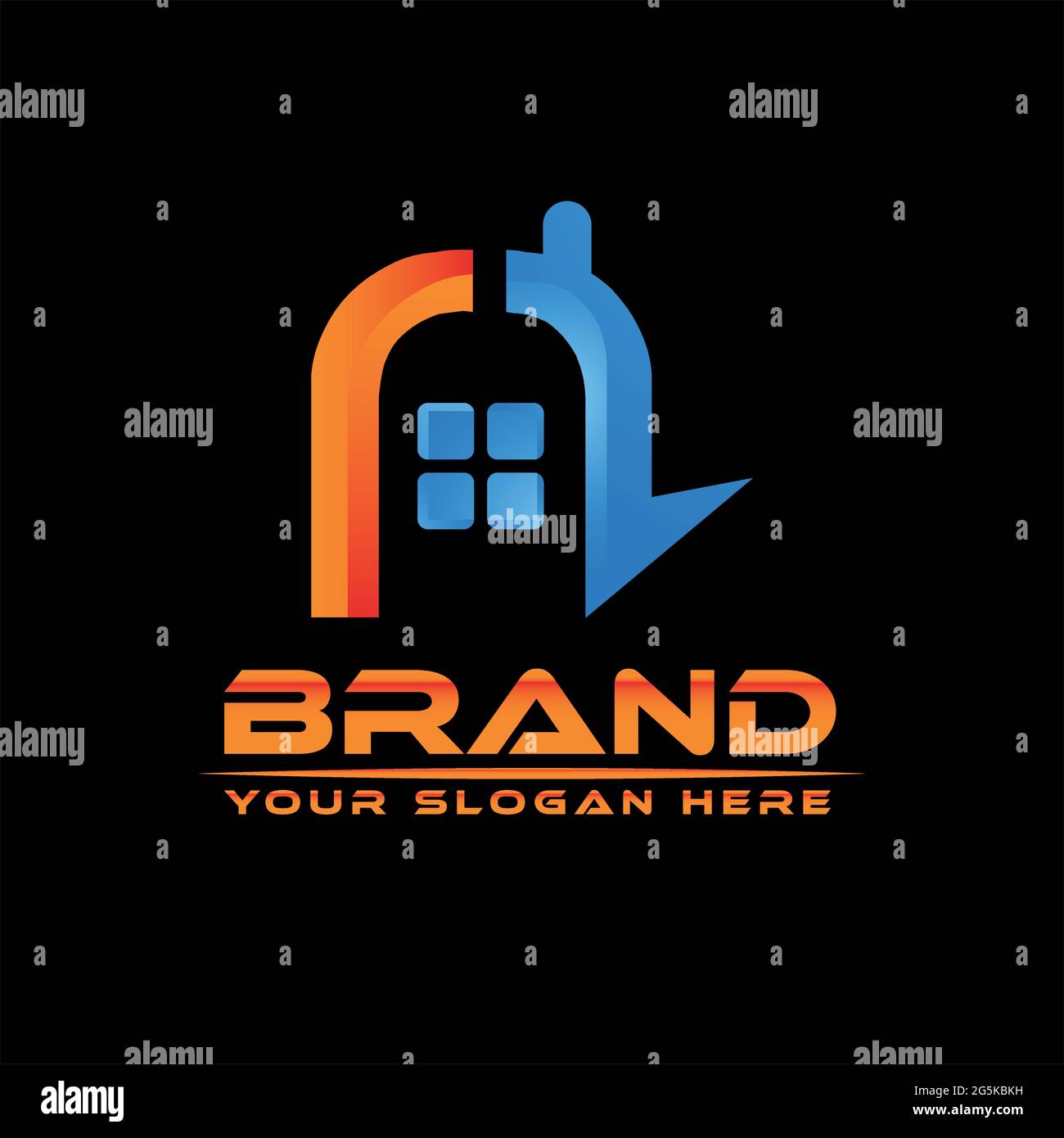 House logo vector on black background. Abstract House Stock Vector