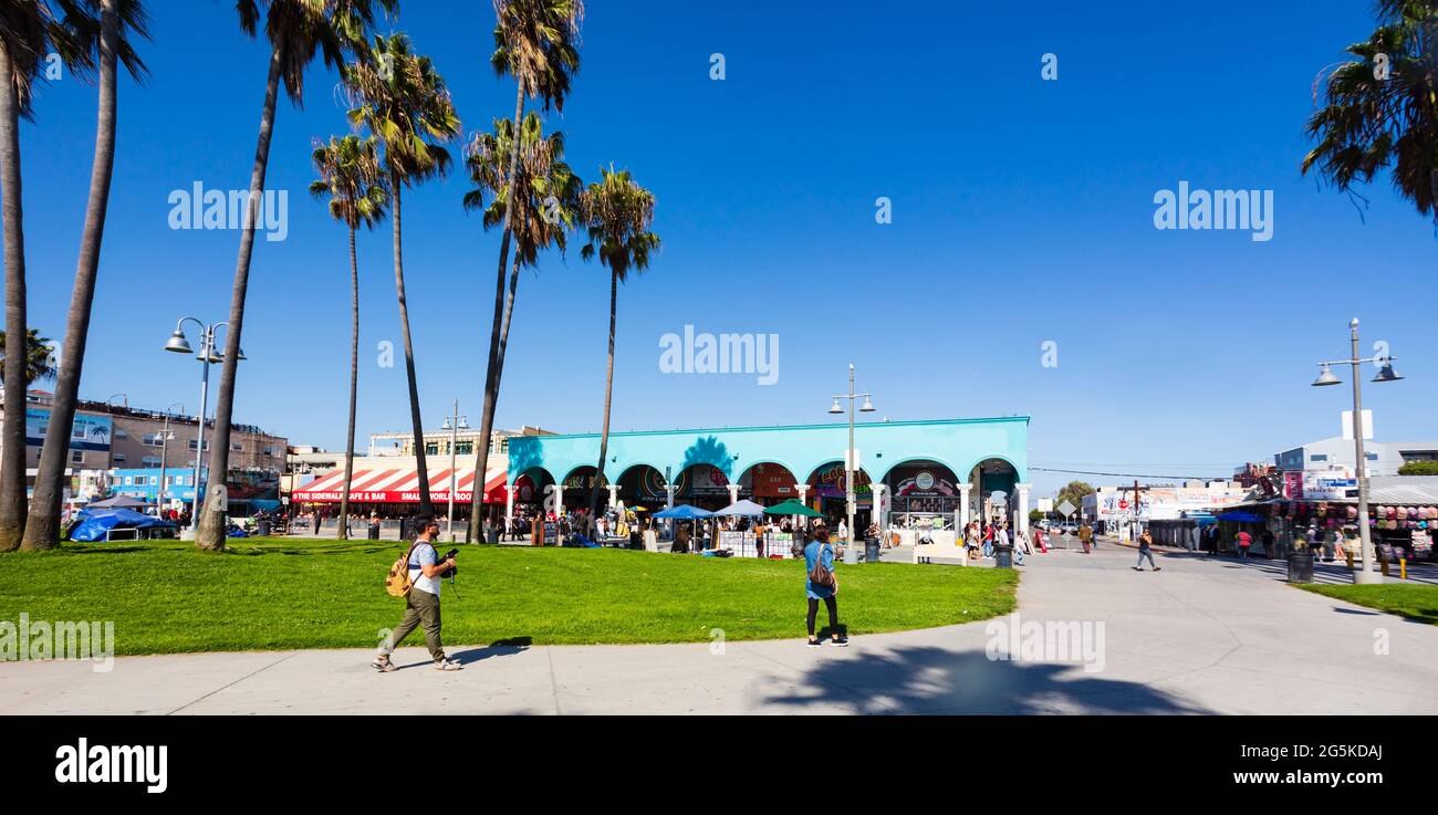 Venice beach promenade, Santa Monica, California, United States of America. Stock Photo