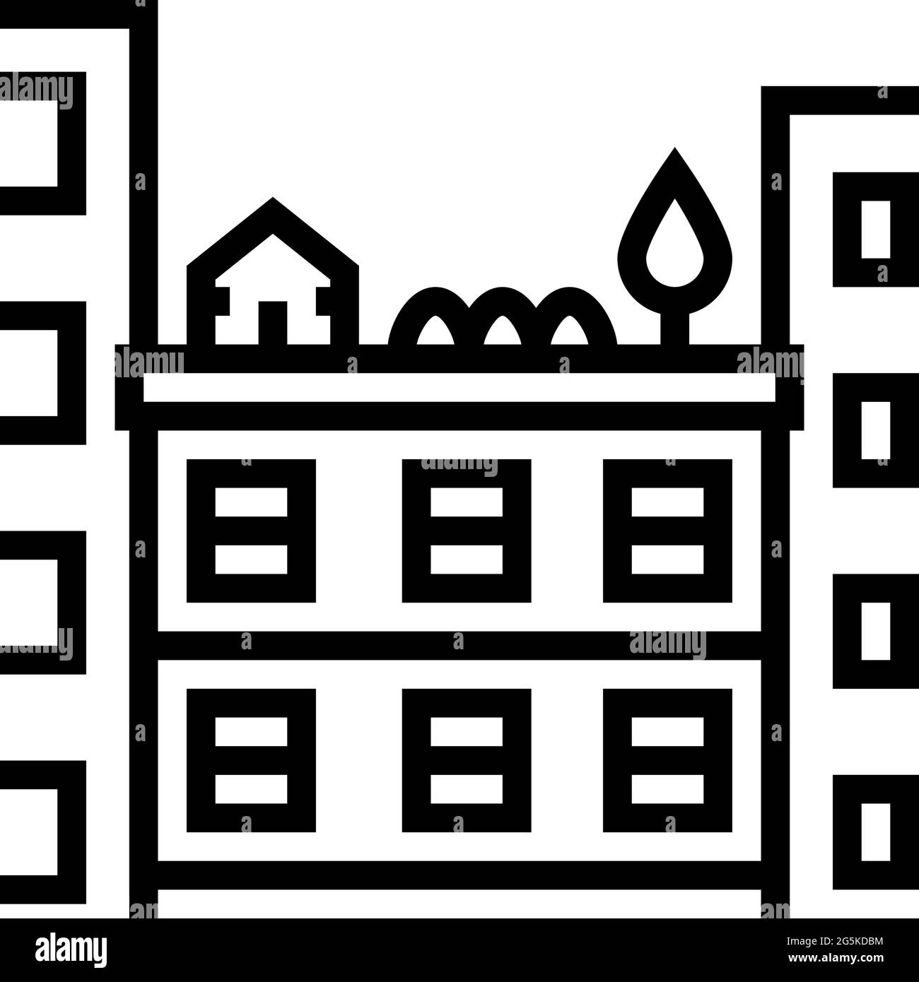 growth plant on building roof line icon vector illustration Stock ...