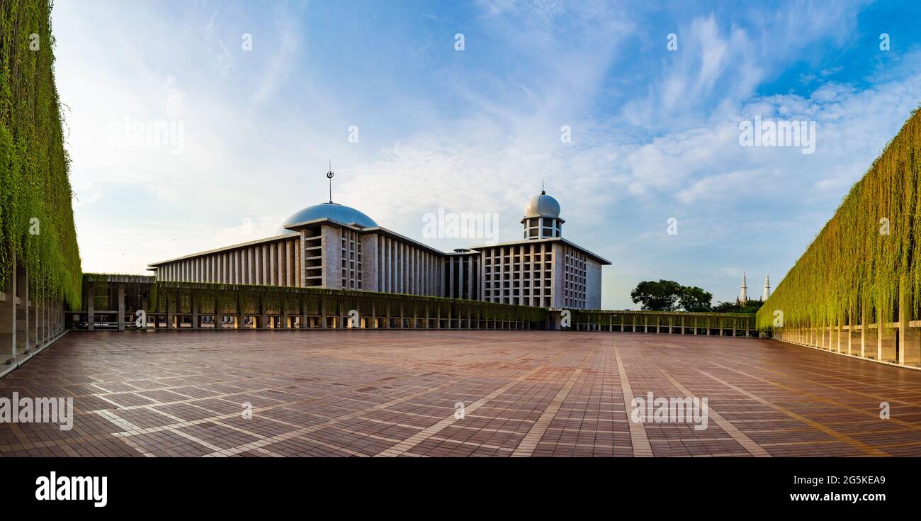 Jakarta, Indonesia - CIRCA June 2021: Exterior of Istiqlal Mosque, Jakarta, Indonesia; at a sunny afternoon Stock Photo