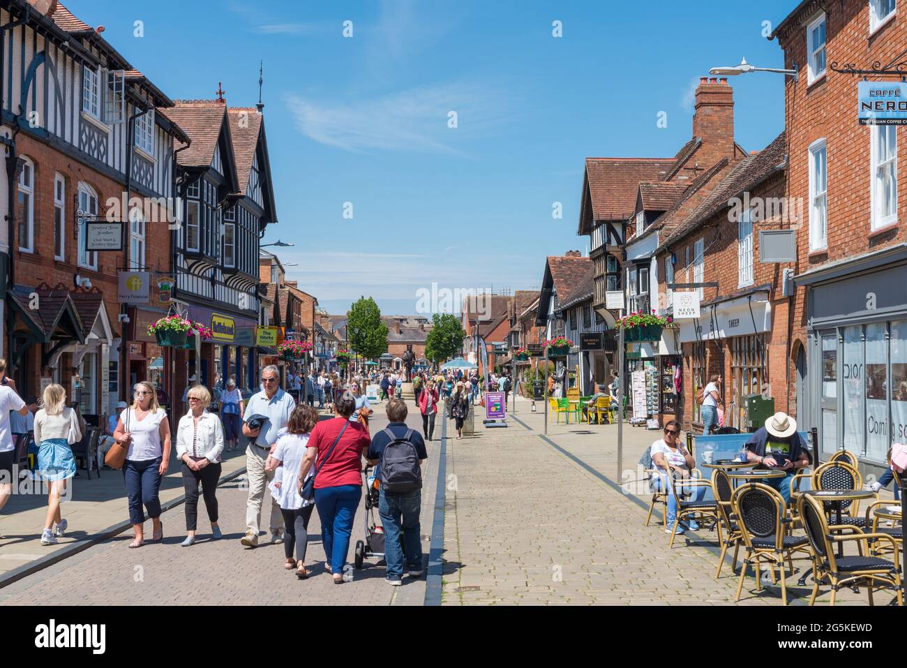 People walking on Henley Street in Stratford-upon-Avon, Warwickshire Stock Photo