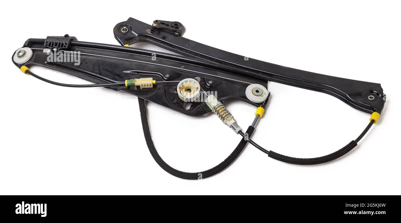 Electric window mechanism lifter for a car on a white isolated