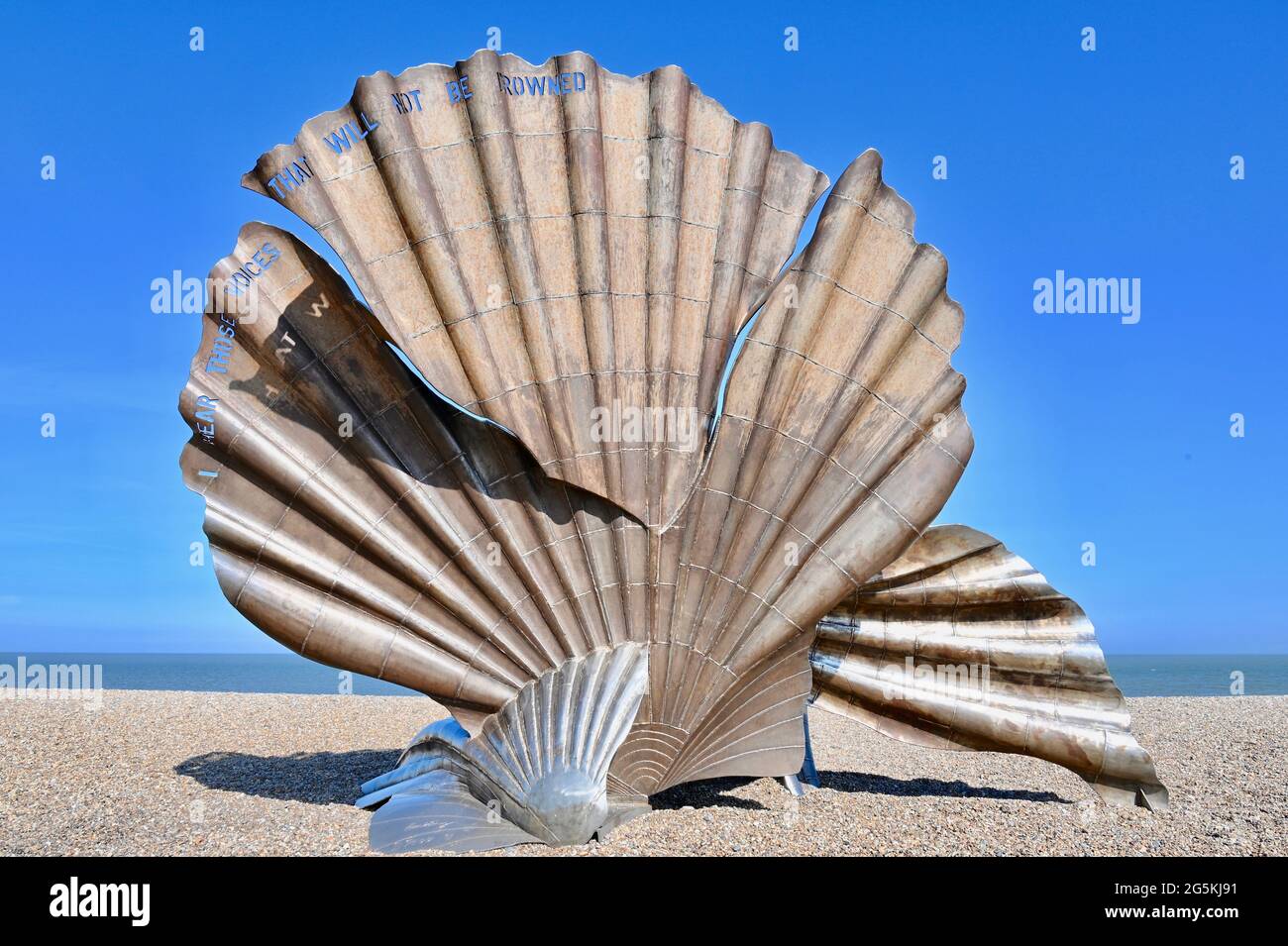 The Scallop on Aldeburgh Beach by Maggi Hambling, Aldeburgh, Suffolk, UK Stock Photo