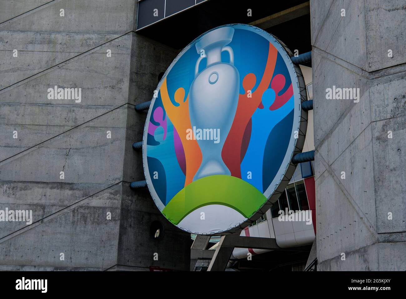 Amsterdam, Netherlands. 26th, June 2021. The UEFA EURO 2020 logo for the European Championship in football. (Photo credit: Gonzales Photo - Robert Hendel). Stock Photo
