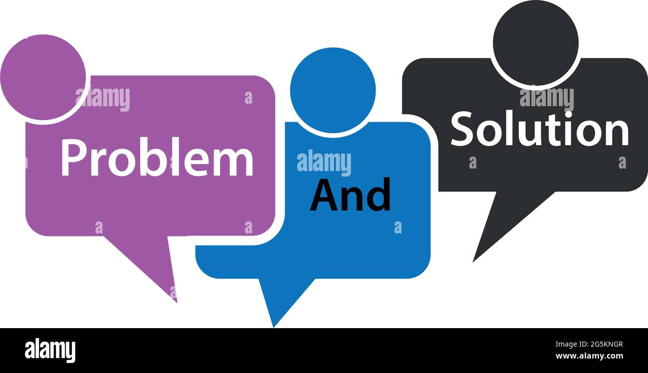 Problem and solution vector with people bubble. Flat vector illustration on white background Stock Vector