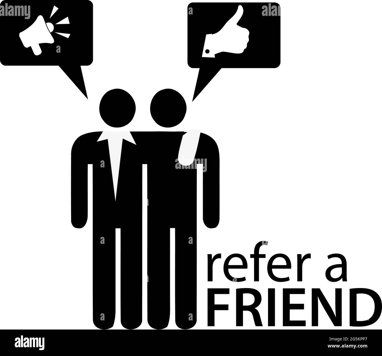 Refer a friend with people icon. Flat vector illustration on white background Stock Vector Image