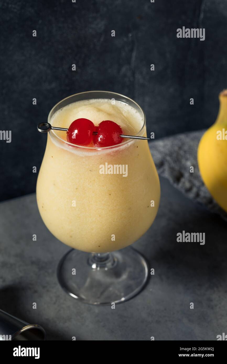Homemade Dirty Banana Daiquiri Cocktail with Coffee and Cream Stock