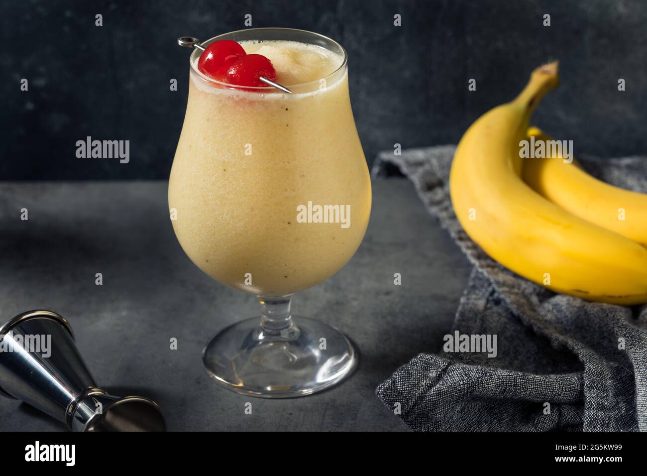 Homemade Dirty Banana Daiquiri Cocktail with Coffee and Cream Stock