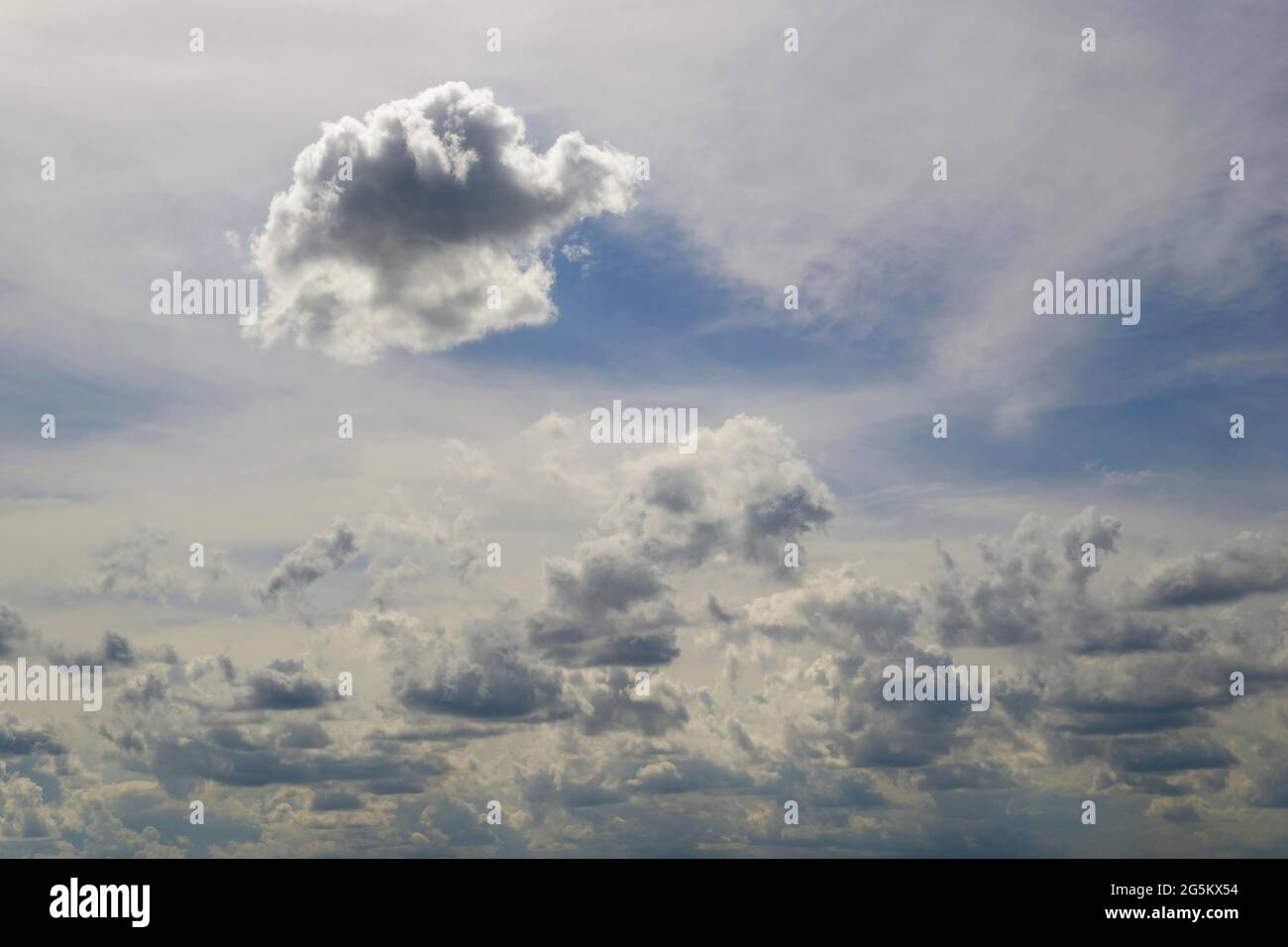 Cloudy sky, cloud formation, from stratus and (cumulus), North Rhine-Westphalia, Germany, Europe Stock Photo
