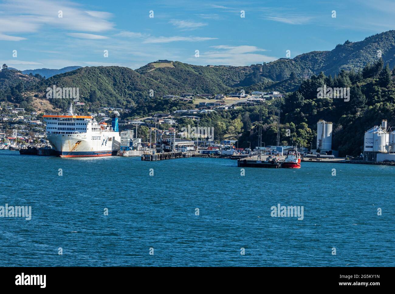 Ferry at berth in Picton Stock Photo