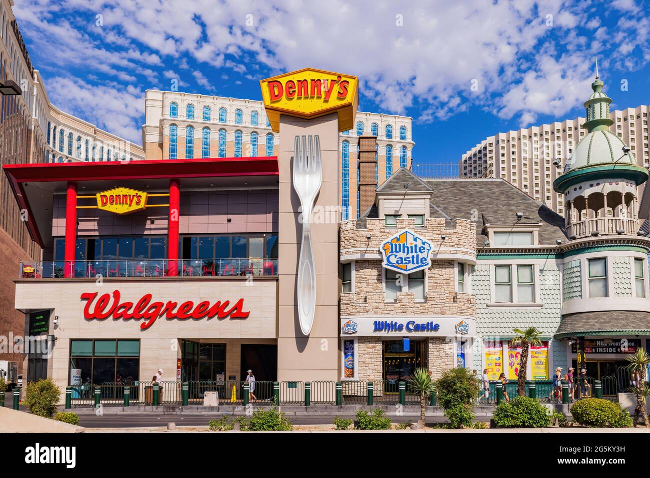 Las Vegas, JUN 3, 2021 - Sunny exterior view of the Denny's and