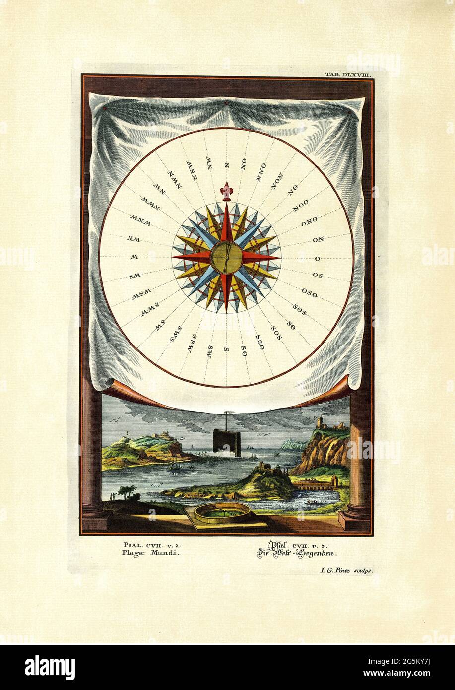 Psalm 107/3, The World's Legends, pictorial plate 568 from Physica sacra or Copper Bible by Johann Jakob Scheuchzer (1672-1733) Stock Photo