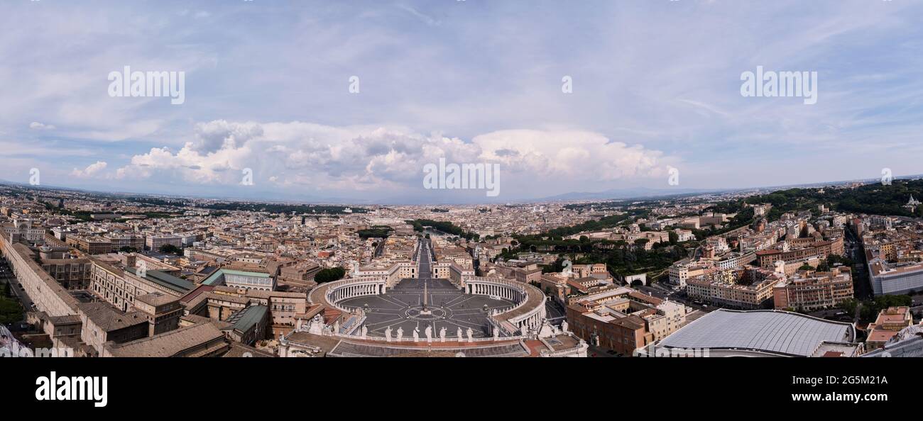 an aerial panoramic and high definition view of St peter square and the
