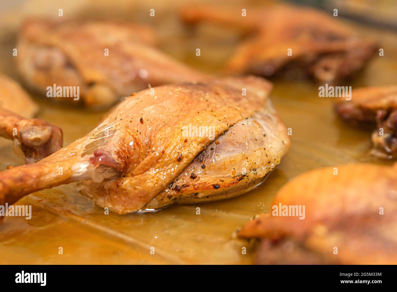 Oven baked duck legs. Roast duck.Duck baked with potatoes in the oven