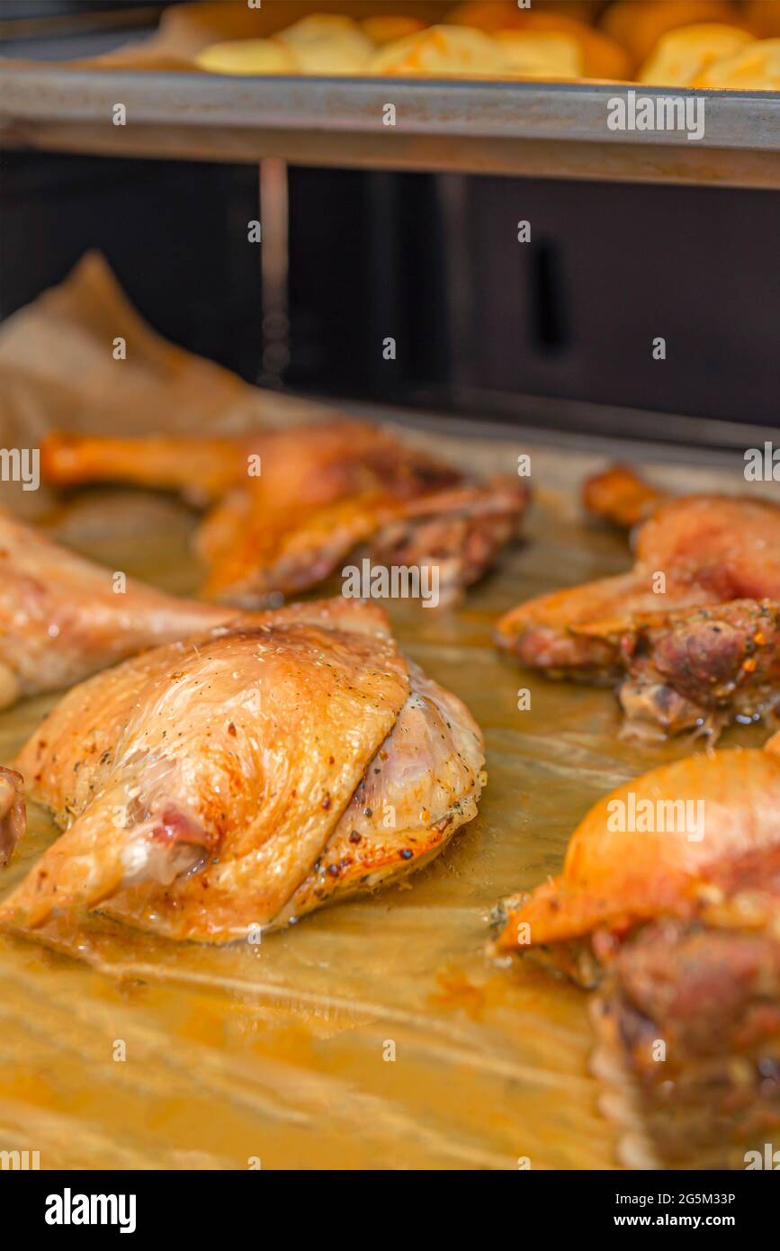 Oven baked duck legs. Roast duck.Duck baked with potatoes in the oven Stock Photo Alamy