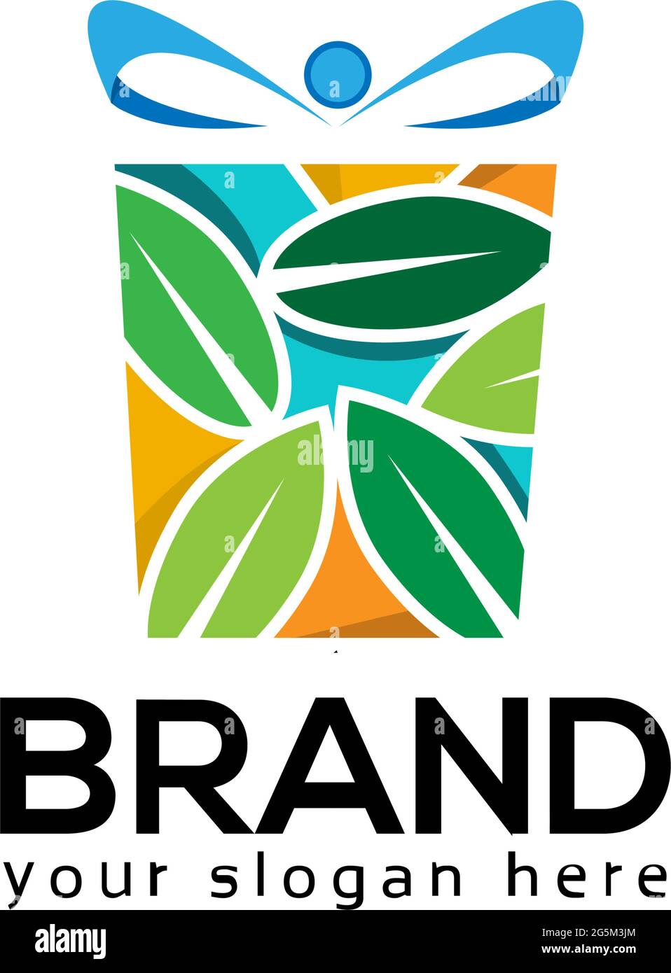Leaf gift logo template, flat design Stock Vector