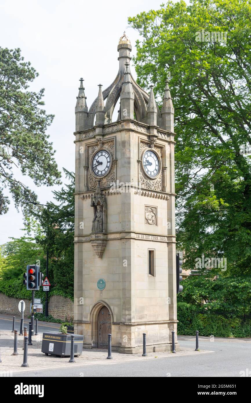 Victoria Clock Tower, North Street, Ripon, North Yorkshire, England, United Kingdom Stock Photo