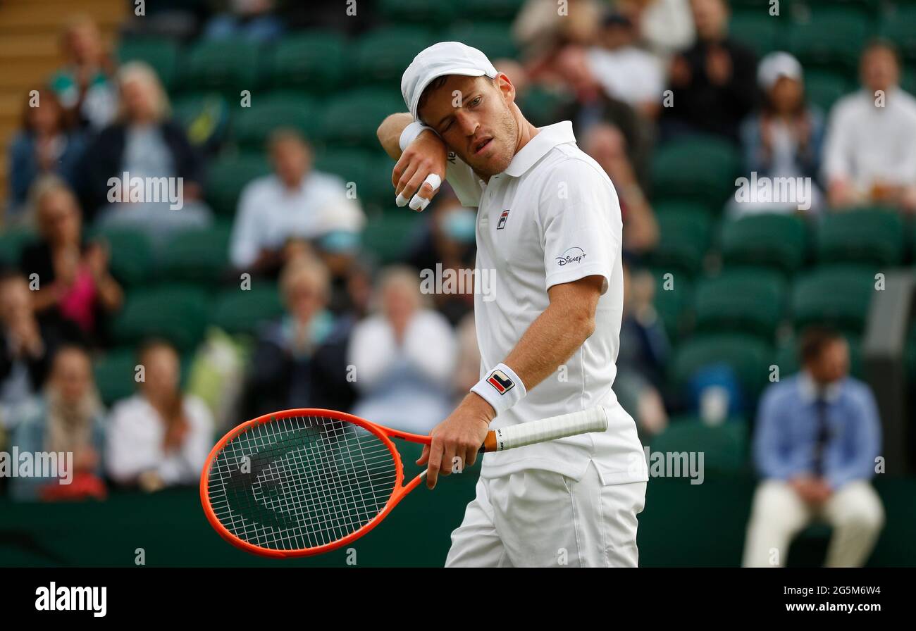 Tennis - Wimbledon - All England Lawn Tennis and Croquet Club, London,  Britain - June 28, 2021 Argentina's Diego Schwartzman during his first  round match against France's Benoit Paire REUTERS/Peter Nicholls Stock  Photo - Alamy