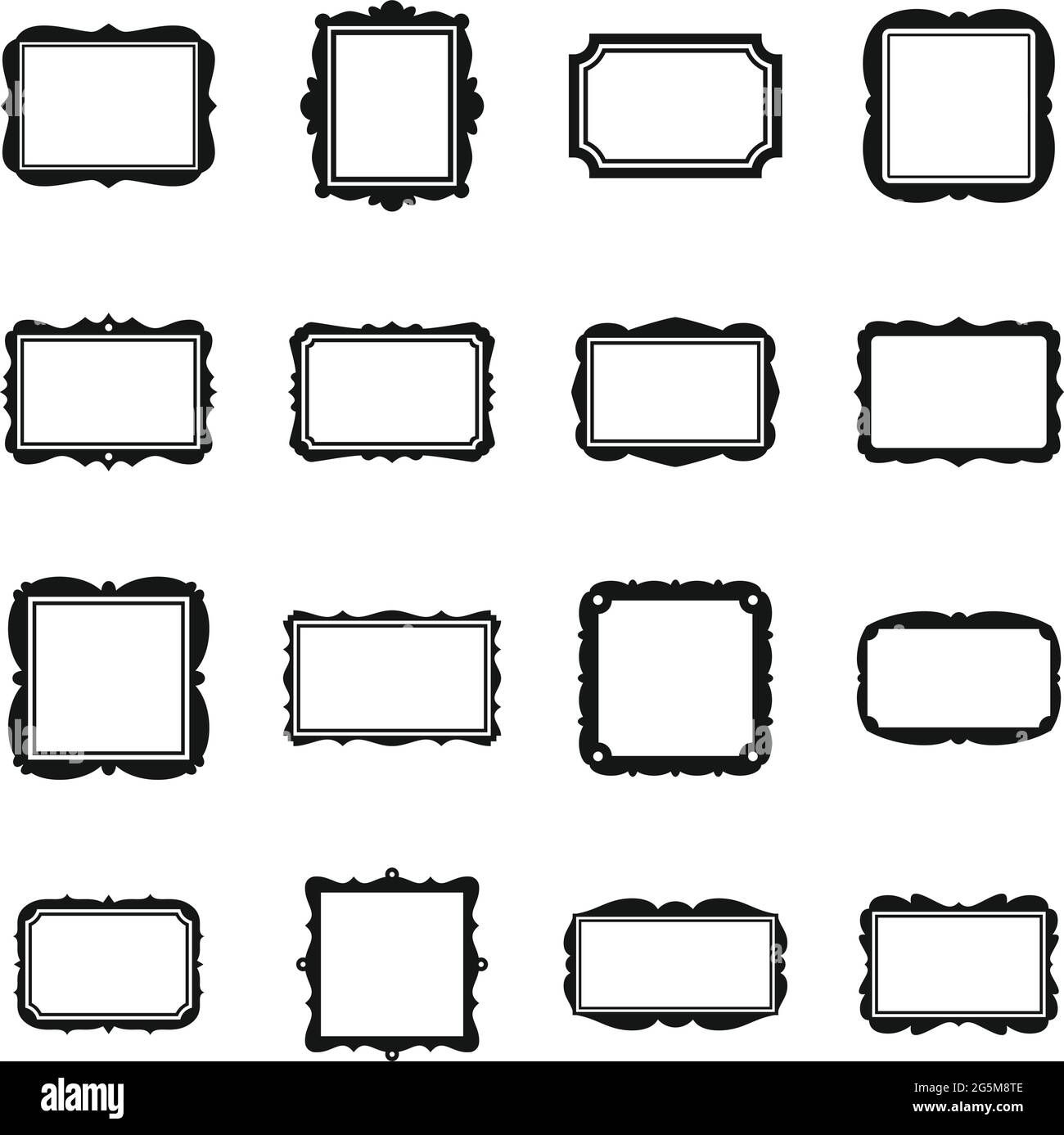 Photo Frame icons set simple vector. Picture ornate Stock Vector