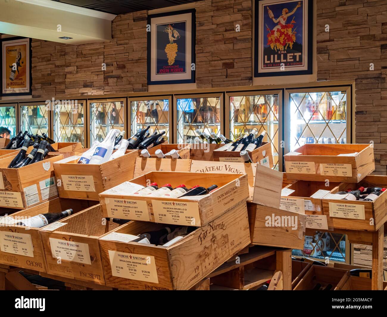 Las Vegas, JUN 5, 2021 - Interior view of the Marche Bacchus restaurant Stock Photo