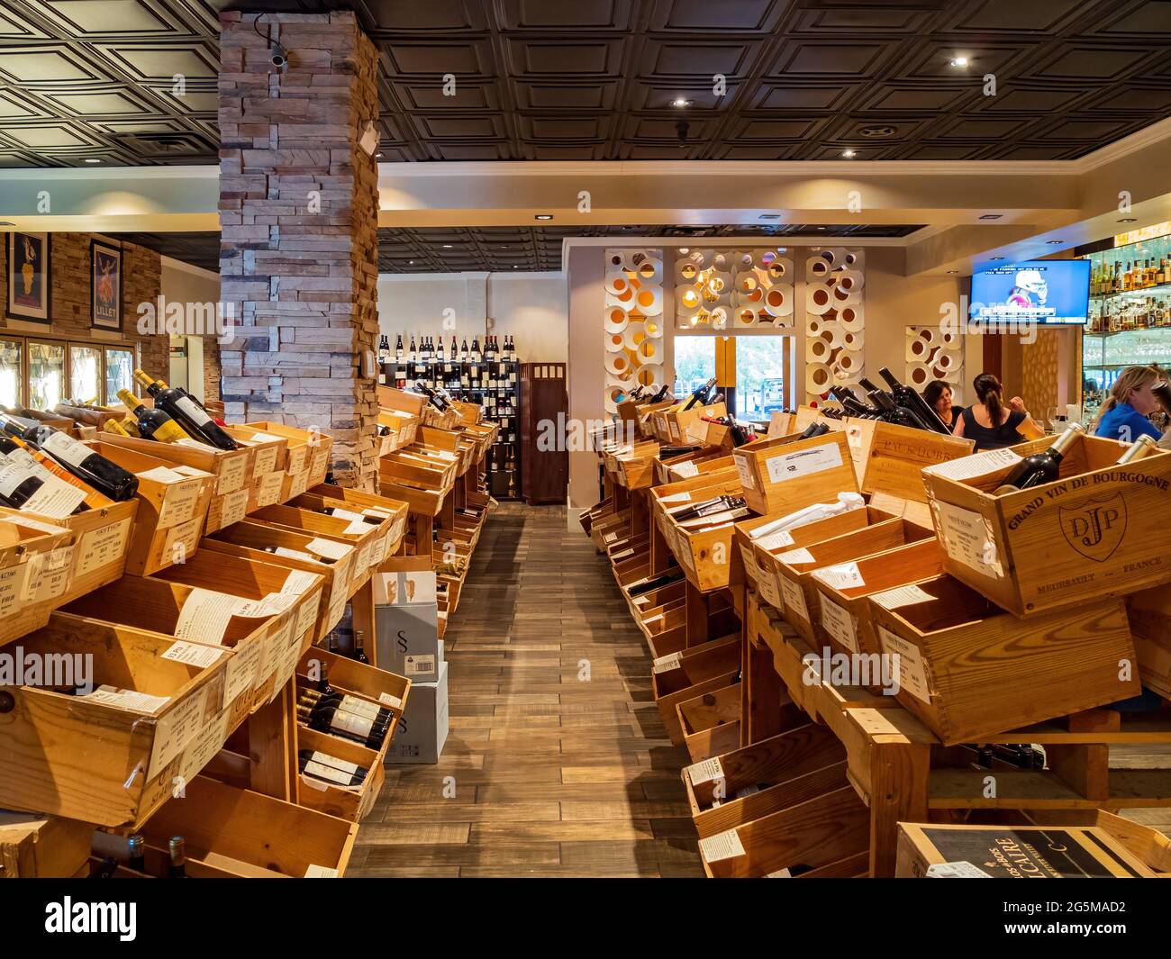 Las Vegas, JUN 5, 2021 - Interior view of the Marche Bacchus restaurant Stock Photo