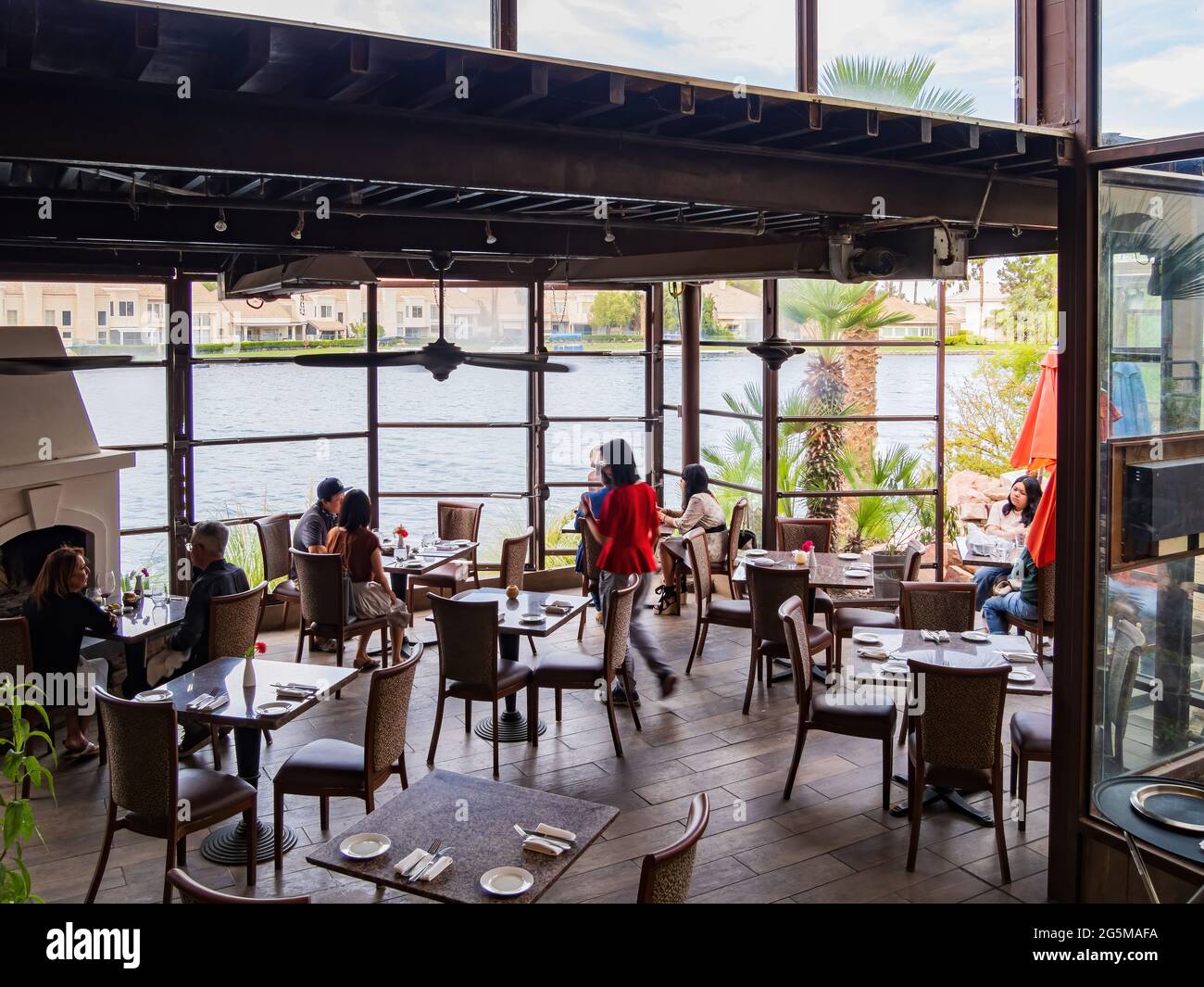 Las Vegas, JUN 5, 2021 - Interior view of the Marche Bacchus restaurant Stock Photo