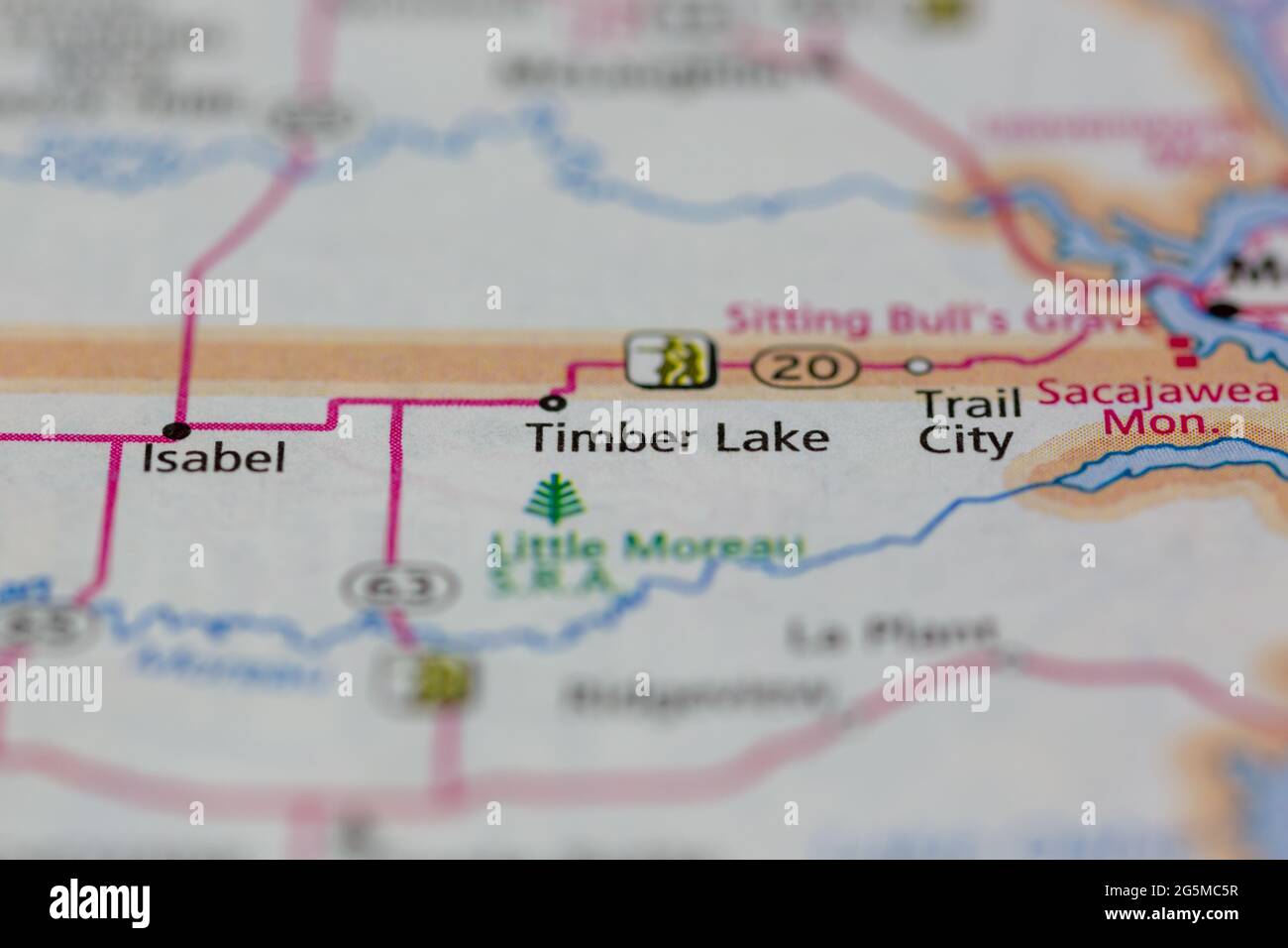Timber Lake South Dakota USA shown on a Geography map or Road map Stock