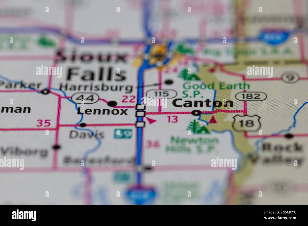 Canton South Dakota USA shown on a Geography map or Road map Stock