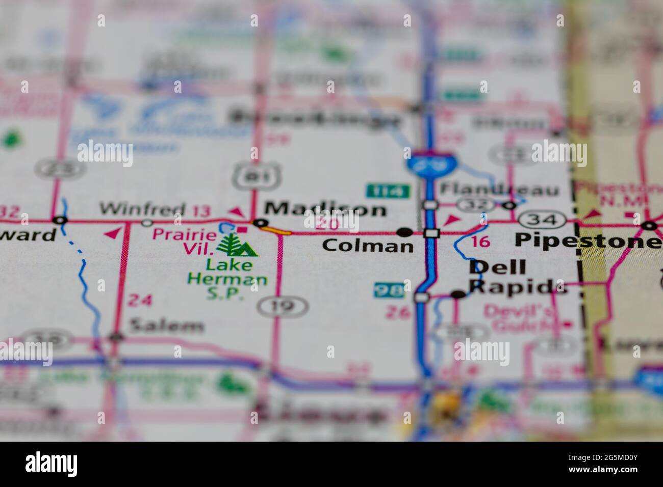 Colman South Dakota USA shown on a Geography map or Road map Stock